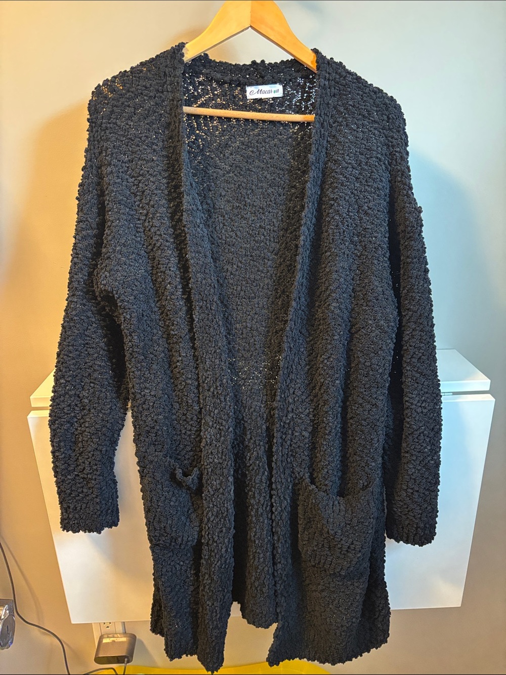 Cozy Black Popcorn Cardigan Sweater